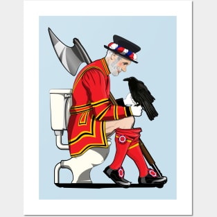 British Beefeater on the Toilet Posters and Art